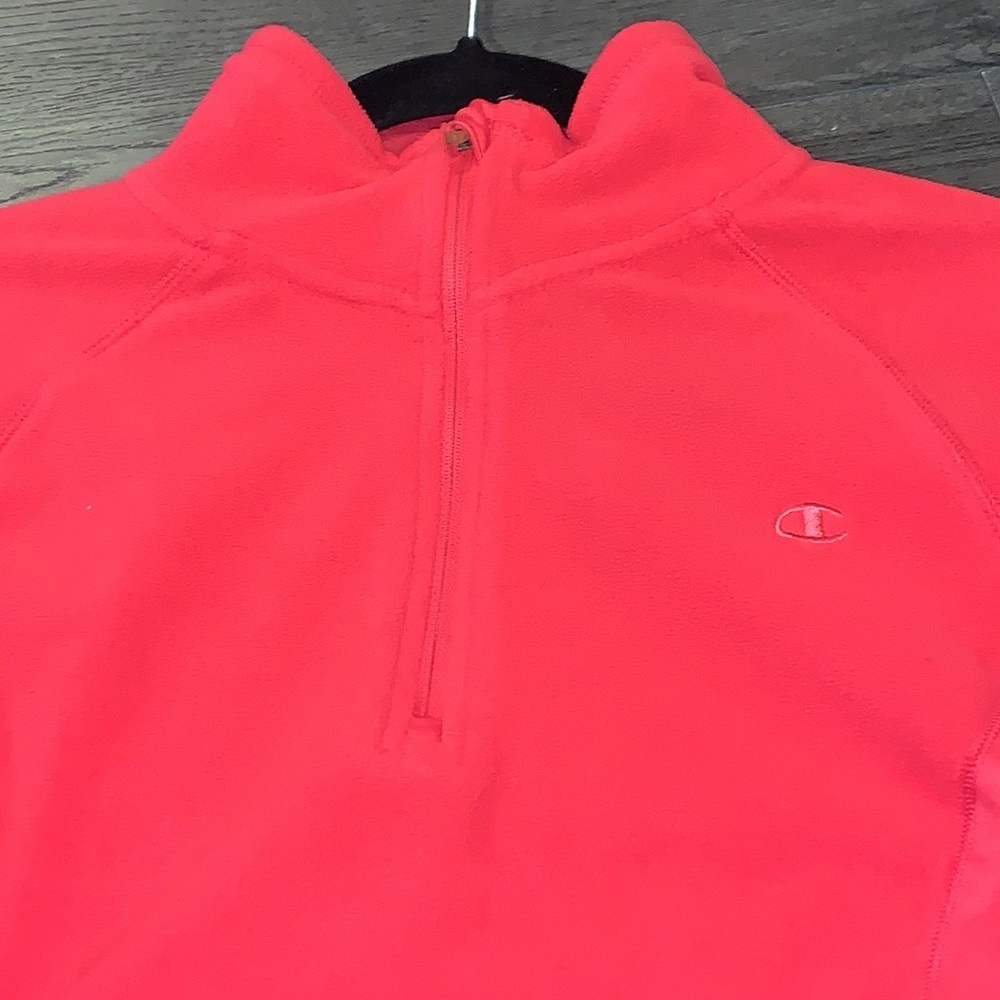 Champion Quarter Zip Soft Fleece Mock Pullover Size Medium Hot Pink - Picture 4 of 12